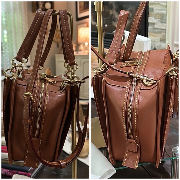 GORGEOUS Authentic Coach 1941 Dreamer 27 Satchel in Saddle, Light Gold. EUC - Picture 5 of 16